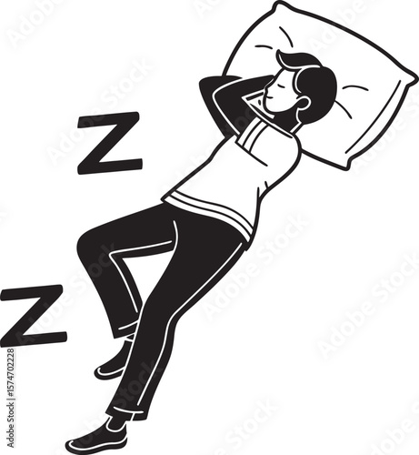 A man sleeping on bed vector silhouette 
