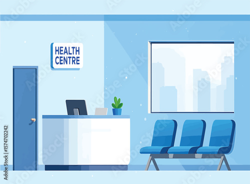Modern Health Centre Waiting Area Vector Illustration