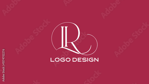 Foto Elegant LR letter logo in stylish calligraphy design, perfect for luxury brandin