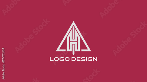  Stylish HI lettermark logo with triangular shape and modern typography used for brand identity, real estate or tech logos