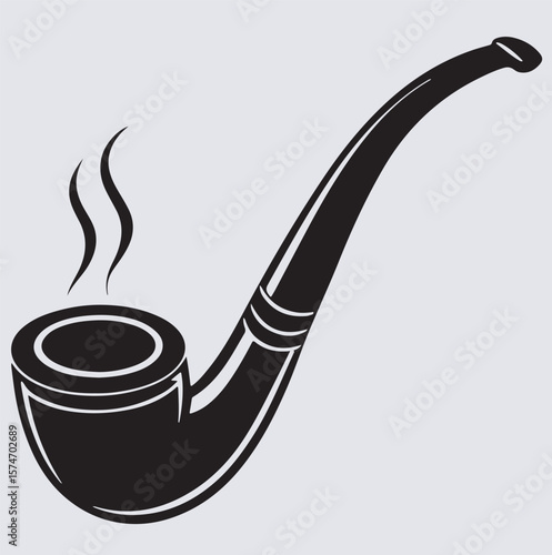 smoking pipe silhouette vector art illustration, vector illustration of smoking pipe