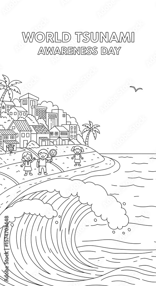 Obraz premium Cheerful Sun, Pongal Pot, Sugarcane, Rice Paddy: Line Art Illustration for Children's Book or Coloring Page.