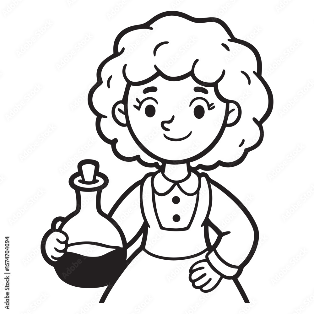 Fototapeta premium Cute mummy character holding a potion bottle with a friendly expression