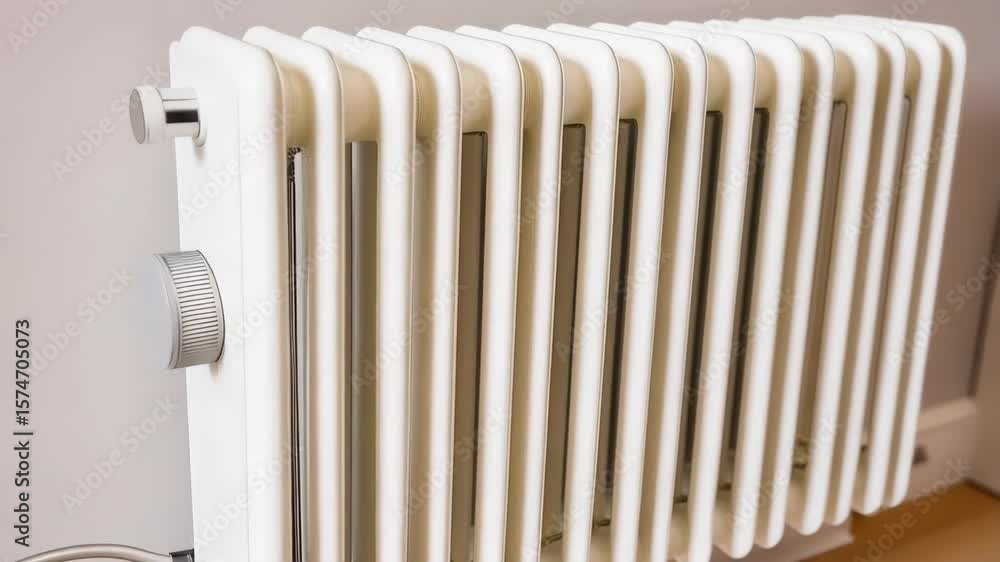 close up of white central heating radiator, home heating and temperature control concept close up of white central heating radiator, home heating and temperature control concept
