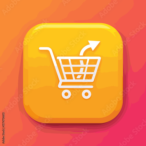 Shopping cart icon in colorful flat design with arrow symbol  