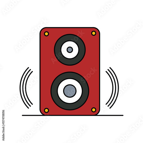 speaker color line icon with white background vector stock illustration