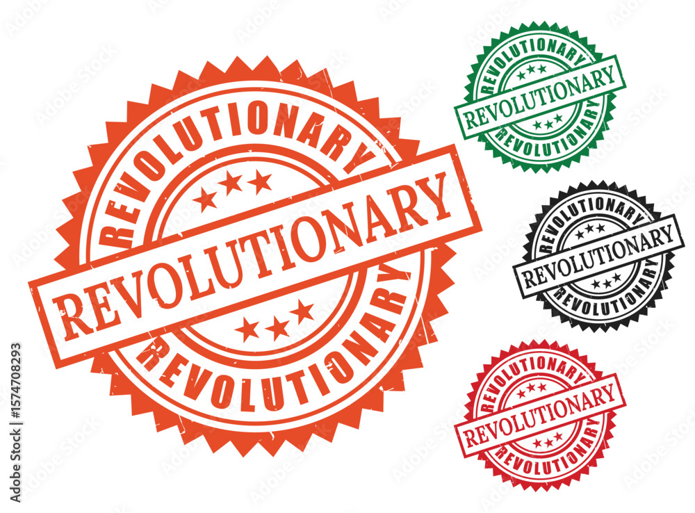 Fototapeta premium Bold Innovation Stamp Collection, Revolutionary Concept Vector Set 