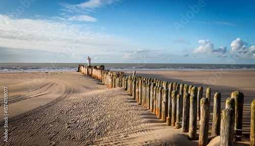 village of wooden poles at the beach near petten the netherlands