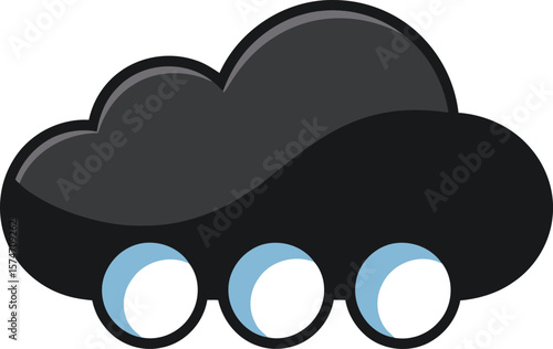 A dark cloud with three snowballs isolated on white