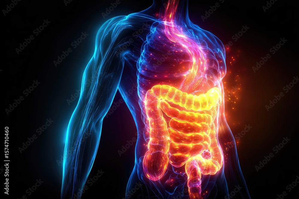 Detailed anatomical illustration of the digestive system. Detailed anatomical illustration of the digestive system.