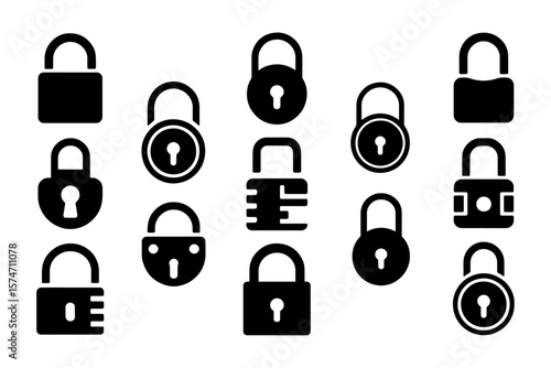 Minimalist lock and unlock icon set. Modern open and closed padlock or security or Safety icon sets for app, ui, website and logo