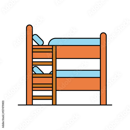 bunk bed color line icon with white background vector stock illustration