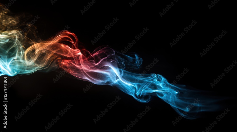 Obraz premium Abstract image of colorful smoke trails on a black background