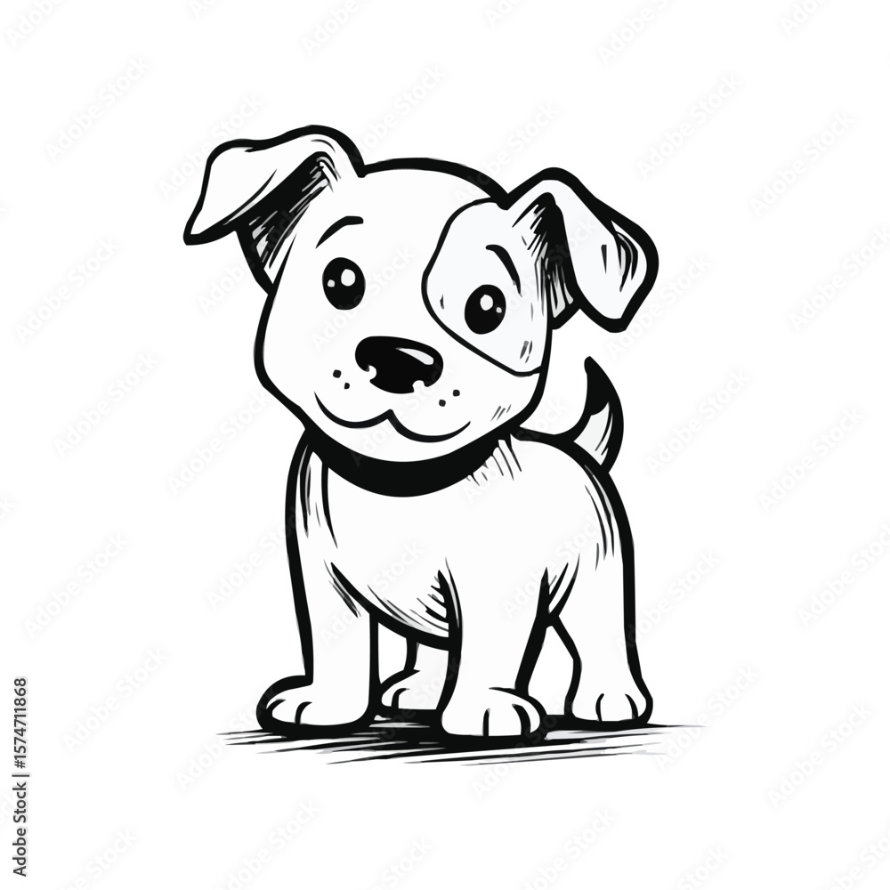 Fototapeta premium Simple Puppy Outline Graphic Element