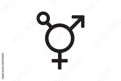 Gender Fluid Symbol icon silhouette vector with white background