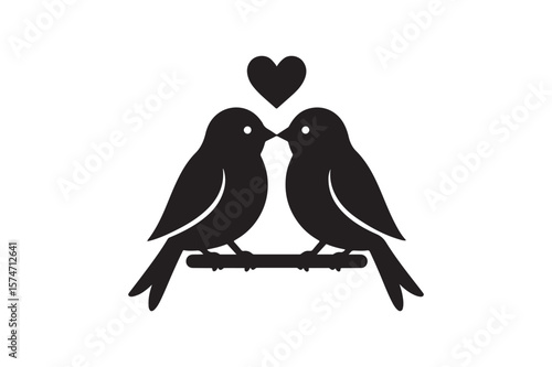 Love Birds silhouette vector with white background