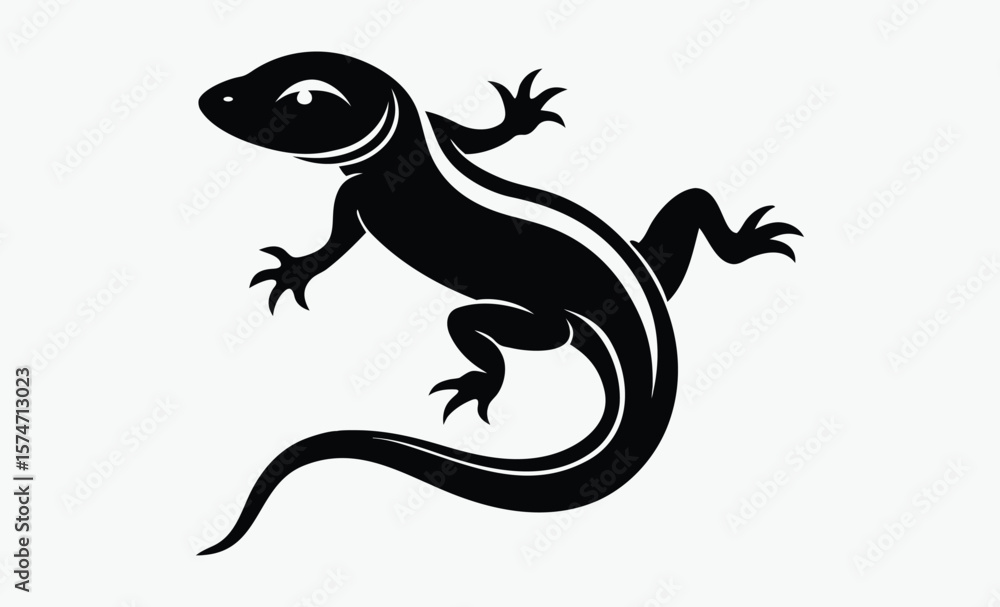 Fototapeta premium Salamander silhouette, salamander line art silhouette vector illustration