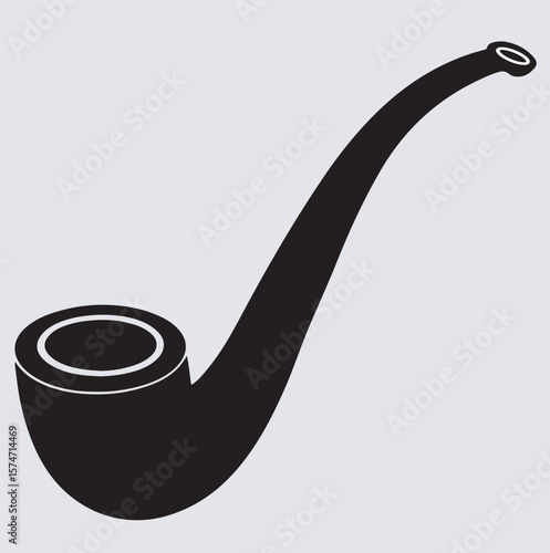 smoking pipe silhouette vector art illustration, smoking pipe isolated on white