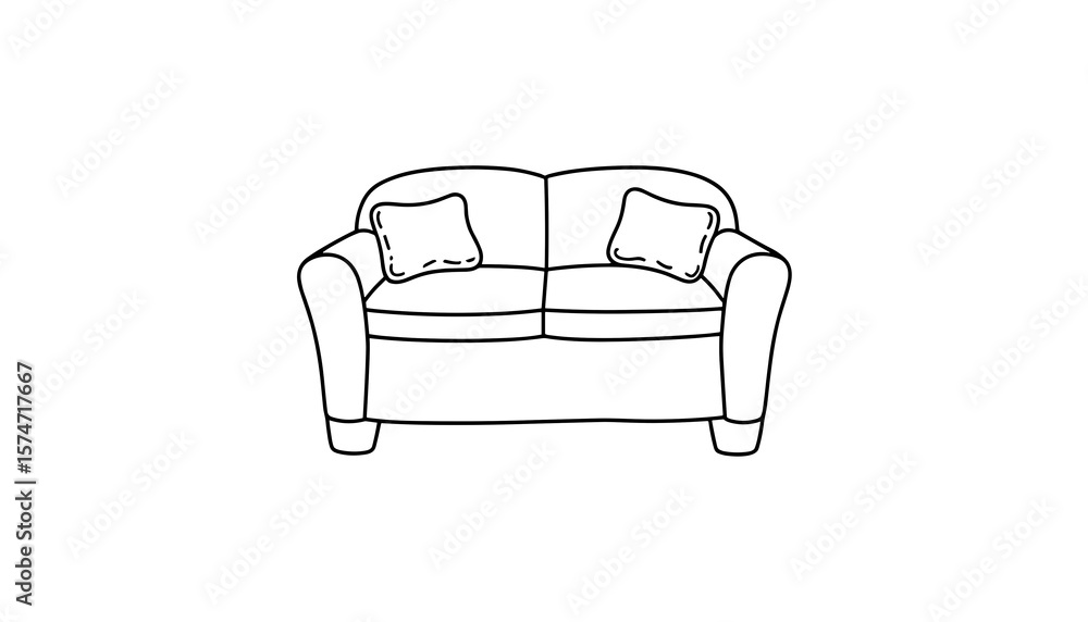 Simple outline of a couch with two cushions as a coloring page Simple outline of a couch with two cushions as a coloring page