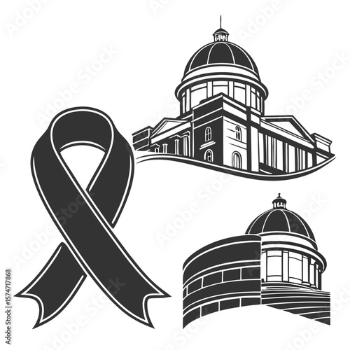 Greek Orthodox church vector illustration capturing the architectural essence of a European cathedral with a prominent dome, perfect for travel and tourism