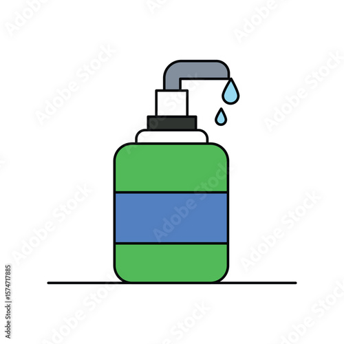 handwash color line icon with white background vector stock illustration