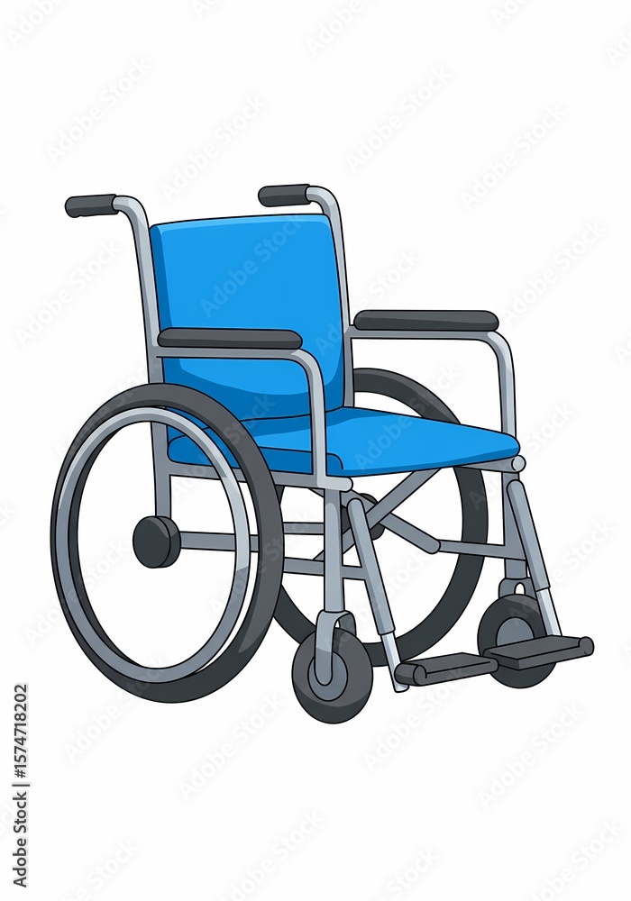 Fototapeta premium Blue Wheelchair Isolated on White for Mobility Assistance