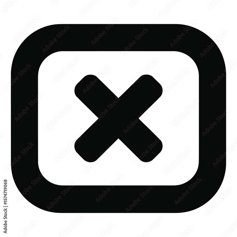 Fototapeta premium Black Rounded Square Icon with Bold X Mark Close Button Symbol white