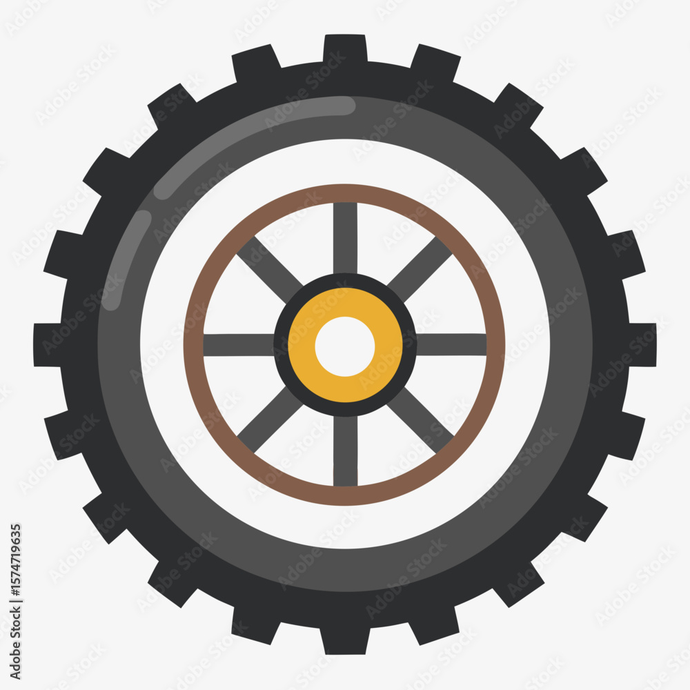 Fototapeta premium Tractor Wheel Silhouette Vector