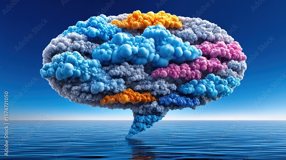 Naklejka premium Abstract Cloudscape Over Water Colorful Conceptual Art