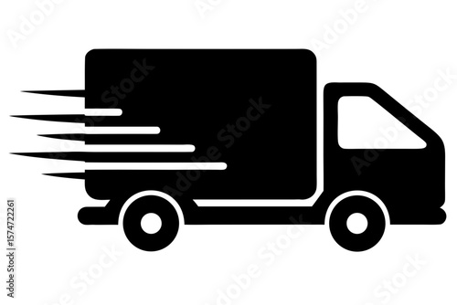 Delivery truck fast shipping service silhouette vector illustration