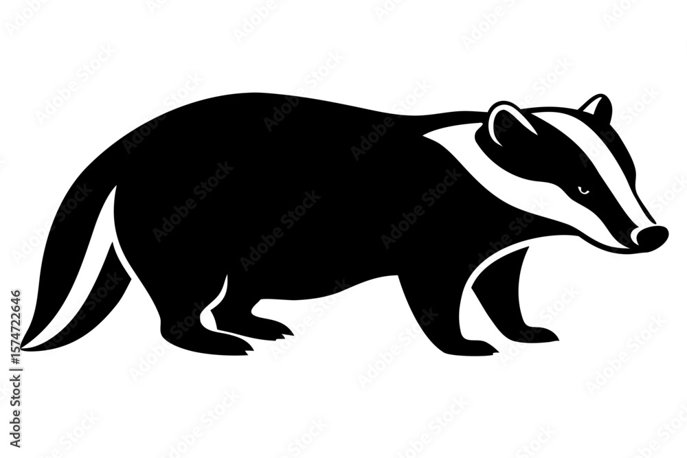 Obraz premium Detailed badger walking wildlife animal silhouette vector illustration