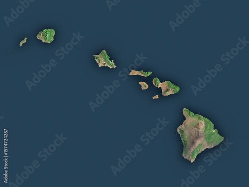 Very detailed map of Hawaii with clear state borders and visible cities. Contains modified Copernicus Sentinel data 2025.