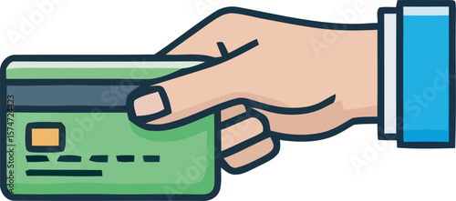 Secure Online Payment Hand Holding Credit Card Illustration
