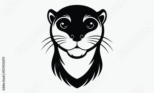 otter head silhouette, otter head line art silhouette vector illustration 