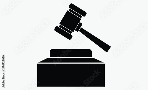 Judge gavel silhouette, judge gavel line art silhouette vector illustration
