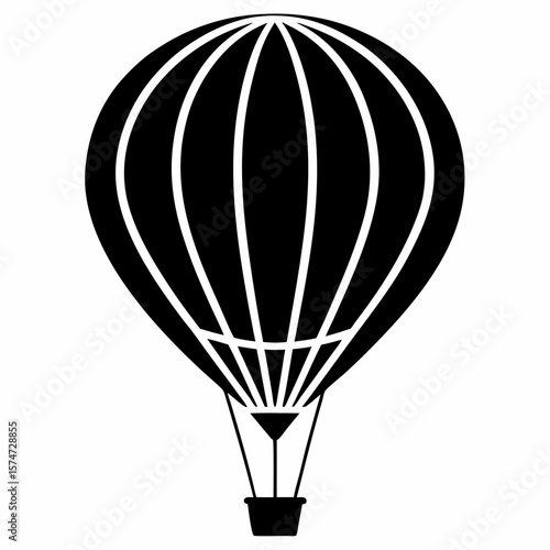 Classic black silhouette of a hot air balloon soaring gracefully against a clear sky