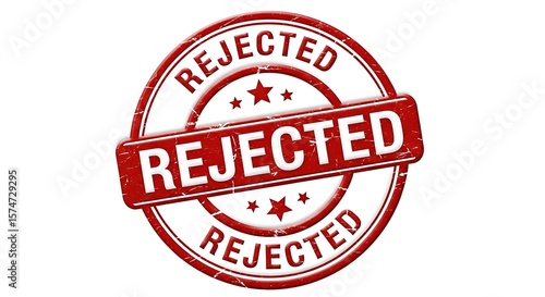 Red rejected stamp approval concept for documents and applications isolated on white