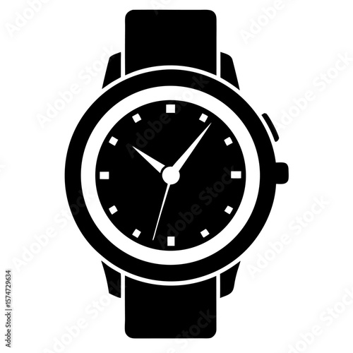 Classic black silhouette of a wristwatch a timeless accessory for any occasion