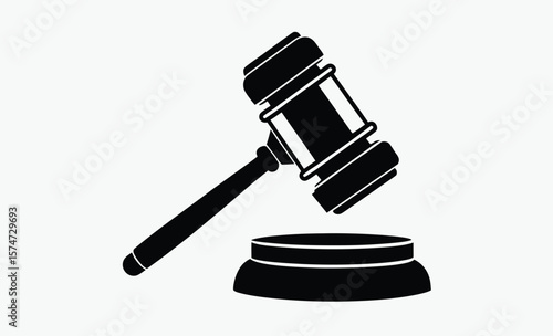 Judge gavel silhouette, judge gavel line art silhouette vector illustration