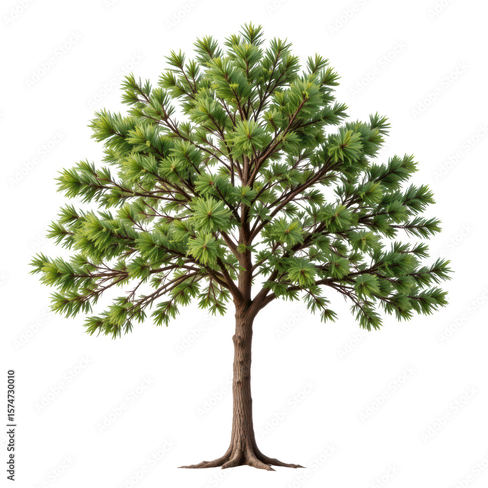 Fototapeta premium a tall, lush evergreen tree with a dense canopy of green foliage