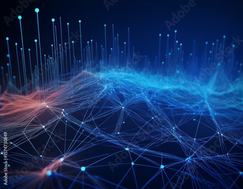 network connection structure data transfer abstract background with interweaving of dots and lines 3d rendering