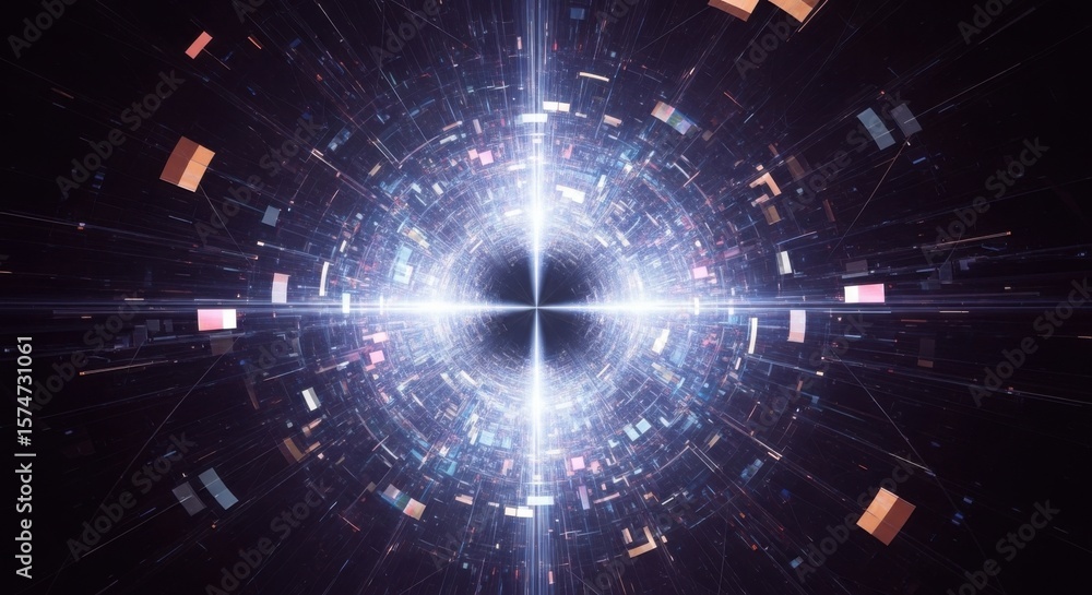 Fototapeta premium Journey into a Cosmic Nebula Portal Through Abstract Digital Art