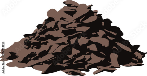 Pile of Dark Brown and Black Irregularly Shaped Pieces Against White Background chocolate