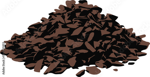 Pile of Dark Brown and Black Irregularly Shaped Pieces Illustration Isolated on White Background chocolate