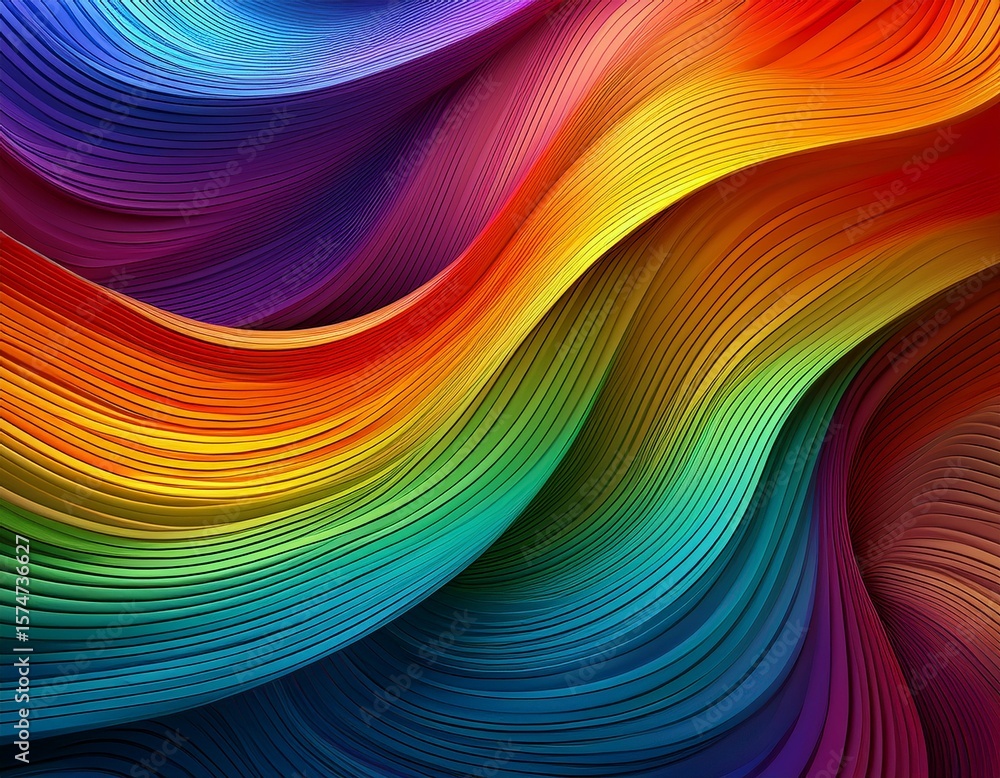 Naklejka premium abstract 3d color lines pattern background with rainbow gradient ribbon waves