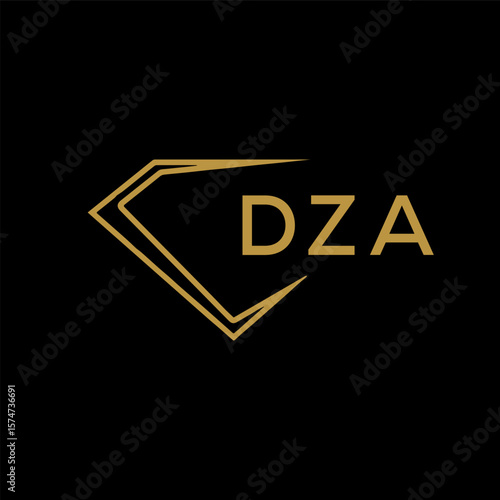 DZA  logo design on black  background.