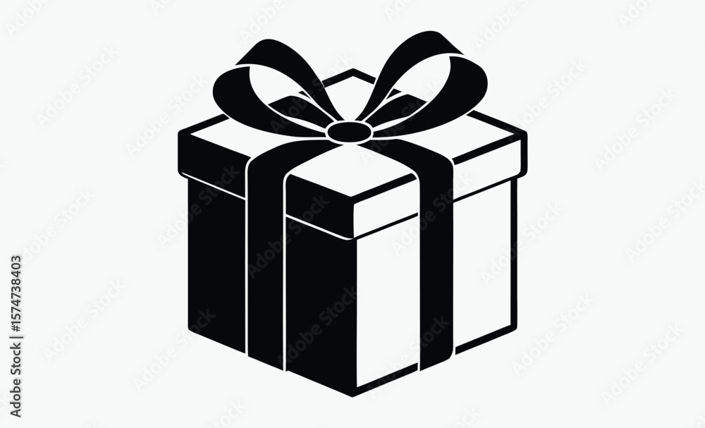 Obraz premium Gift box silhouette, gift, box, present, surprise, Christmas gift icon outline silhouette 