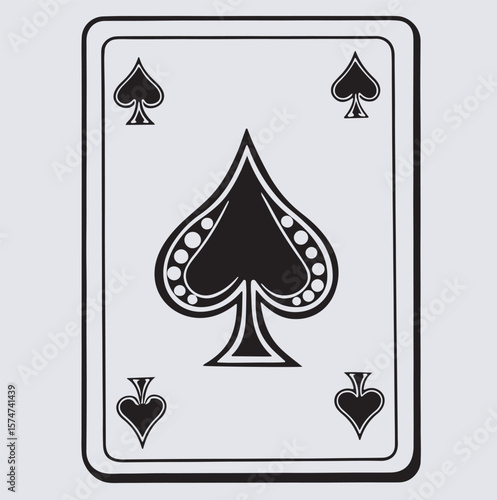 spades solitaire card silhouette vector art illustration, vector illustration of a royal flush