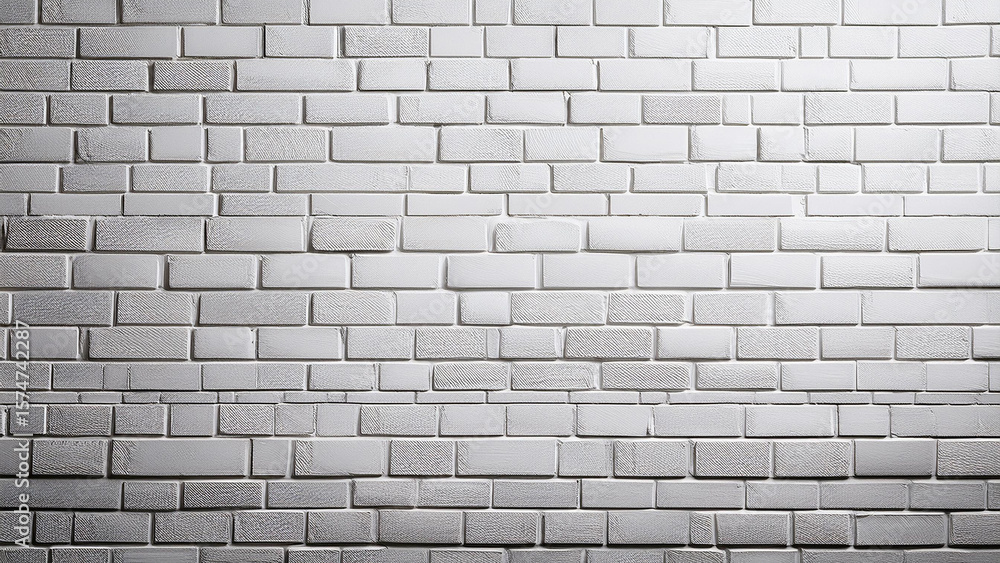 Fototapeta premium White brick wall with floor corner shadows ideal for empty room mockup design display product photography modern minimalist architecture interior background