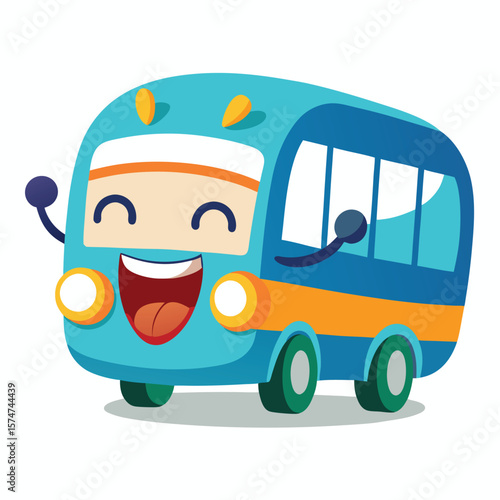 Cartoon bus with happy expression